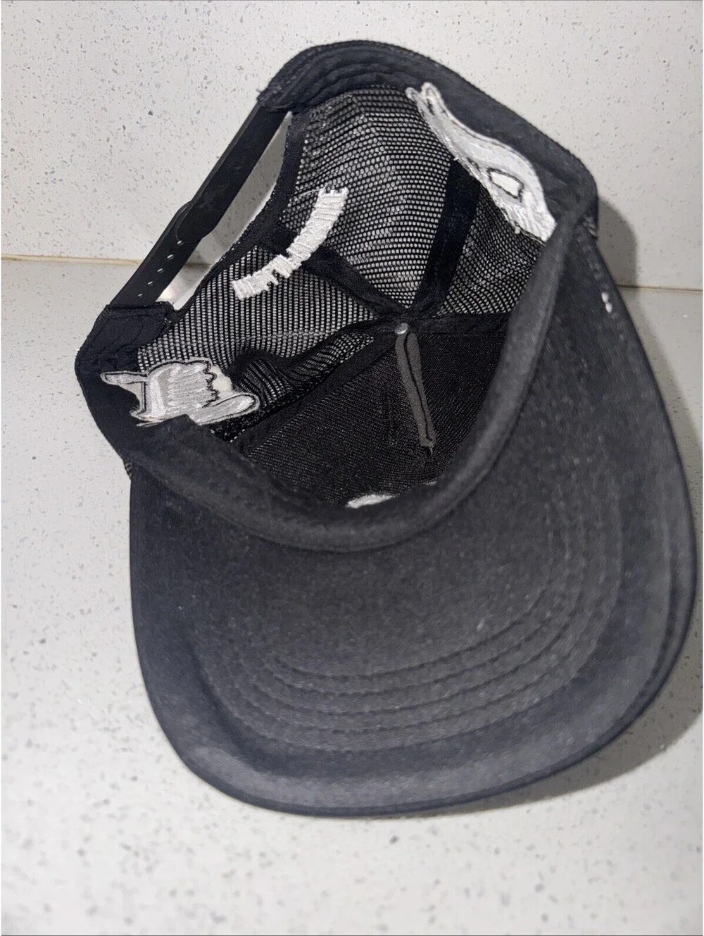 HellaPlayz Co Black Trucker Hat Snapback Mesh Cap Script Logo Fresno Streetwear